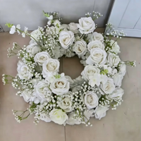 Couronne de fleurs pour table de mariage, modèle 80, sans matériau, décoration murale de fond assortie, décoration murale de fleurs artificielles