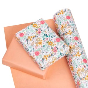 Floral Pattern Recyclable Art <b>Paper</b> <b>Roll</b> 100GSM Coated Digital Printing Eco-Friendly Gift <b>Wrap</b> Double Side Wood Pulp - Product Image 2
