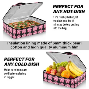Sac isotherme personnalisé pour livraison de repas, motif fleur rose Hawaïenne, pour pizzas, casseroles et plats chauds - Product Image 5