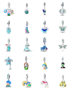 Série de boucles de positionnement pour bracelets, pendentifs breloques en zircon en forme de cœur, DIY, en or blanc et argent, tendance - Product Image 1