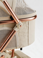 Poussette pour animaux de compagnie de luxe 3-en-1 à 6 plis, absorption des chocs, panier détachable, pliable, 4 roues en alliage d'aluminium, 15 kg, double, vente en gros d'usine