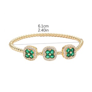 Geometric Quadrilateral <b>Copper</b> <b>Bracelet</b> Dark Green Gold Silver Wedding Women's Jewelry 6.1cm - Product Image 1