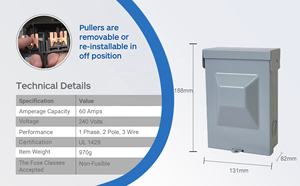 Caja de Desconexión de CA Barep UL 120/240V 60 Amperios Sin Fusibles con Interruptor Extraíble, Desconexión de CA Monofásica de 2 Polos y <span class=keywords><strong>3</strong></span> Hilos para Mini Split - Product Image 6