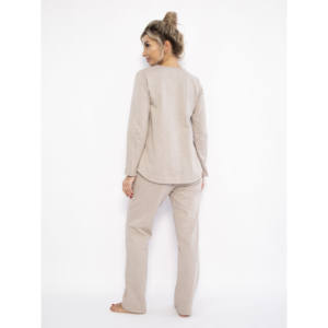 Conjunto de Pijama ZARKA para Mujer, 100% Algodón Suave, Diseño Liso, Manga Larga, Cuello Redondo, Cintura Elástica con Cierre de Botones, Tallas 48-66 - Product Image 3