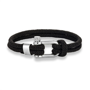 Bracelets tressés unisexes multicolores en acier inoxydable avec fermoir à vis, bracelet en corde nautique à anse en U - Product Image 3