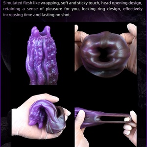 Funda de silicona morada ámbar de extremo abierto para dildos monstruosos con soporte para pene, funda de fantasía para agrandamiento de pene, juguetes sexuales para hombres - Product Image 6