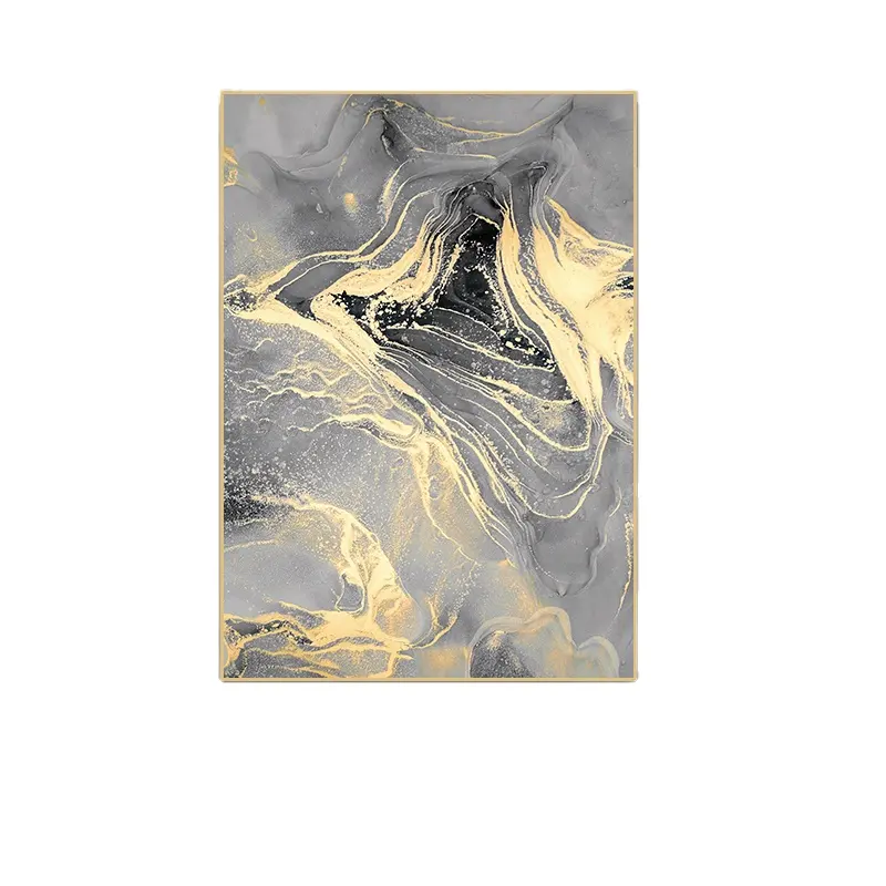 China Factory Wholesale Framed Art Canvas Prints Modern Abstract Wall Decorative Painting Black And Golden Wall Art