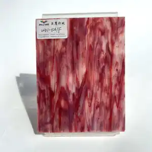 菊英品牌3毫米艺术蒂芙尼蛋白石彩色玻璃片库珀红色纹理玻璃易于切割