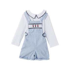 Ensemble de Vêtements pour Garçons : Chemise et Salopette Smockée en Coton, Fabrication OEM Personnalisée, Marque Privée, pour Bébés et Enfants - Product Image 2