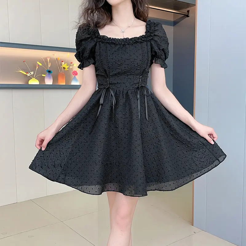 Womens Hàn Quốc Dresses 2023 Ngắn Tay Áo Maxi Dress Off Vai Cocktail Midi bãi biển bên thường ngày văn phòng