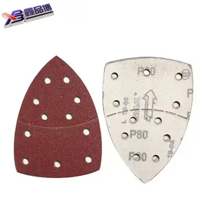 Triangle backed Plush sandpaper 152*105 palm red paper 11 hole separable sandpaper set combination