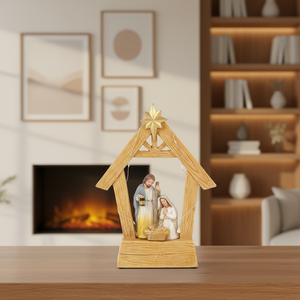 <span class=keywords><strong>Figurine</strong></span> de la Nativité de Jésus en résine peinte, écologique, de la marque Yy, avec un Jésus bébé lumineux, pour la décoration de Noël à la maison et comme souvenir - Product Image 6