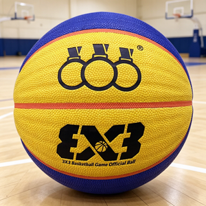 Ballon de basketball 3x3 à trois anneaux, taille <span class=keywords><strong>6</strong></span>, motif ondulé, pour compétition intérieure/extérieure 3 contre 3, en PU écologique, durable et absorbant l'humidité - Product Image 1