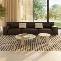 Canapé d'angle moderne en cuir pleine fleur, style minimaliste italien, dossier haut inclinable, garni de plumes, pour appartement, villa, hôtel