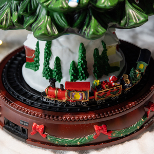 Christmas Gift Music <b>Box</b> Rotating Train <b>Light</b> <b>up</b> Tree Snow Village Diorama Miniature Town LED Decoration for Holiday - Product Image 5