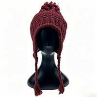 Bonnet YW pour femme en fil bouclé tricoté à la machine, mignon, chaud, réglable, léger (125g), avec logo personnalisé, pour adulte, voyage et extérieur
