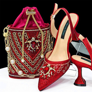 Shoe and <b>bag</b> set combination - Pointed-toe women's large-size high-heeled shoes - Wedding shoes paired with bucket <b>bag</b> - Product Image 2