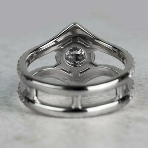 Anello di fidanzamento con diamanti in platino da donna, taglio rotondo brillante, diamante naturale colore D Q361 - Product Image 4