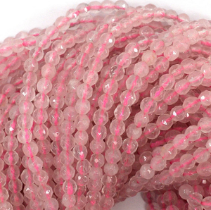 Cuentas facetadas de cuarzo rosa natural de 15 pulgadas, forma de bola redonda, para joyería como pulseras y tobilleras para mujer, 1 hilo completo de gemas - Product Image 6