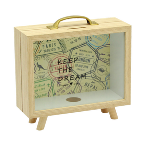 Caja de Ahorros de Madera con Ventana de Cristal y Asa Superior, con Marco para Fotos - Product Image 6
