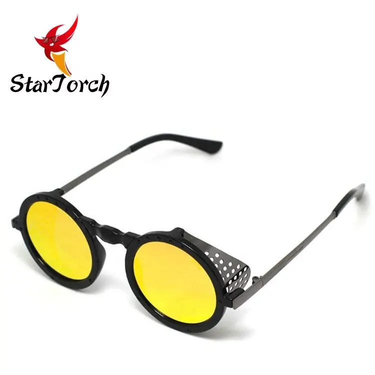 Comprar a granel gafas de sol Steampunk vintage retro gafas de sol redondas con cubierta