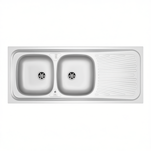 Fregadero de Cocina de Acero Inoxidable de 120x50 cm con Doble Cubeta y Escurridor Izquierdo - Product Image 3