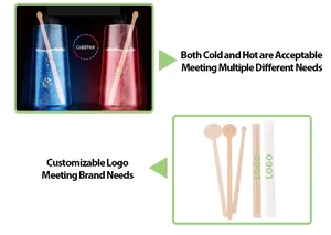 Eco-friendly Biodegradable Disposable Individually Paper Wrapped Wooden Coffee Stirrer