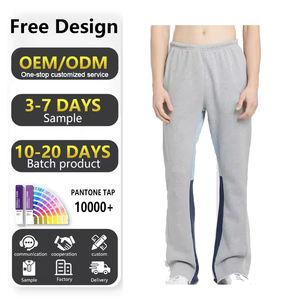 Pantalones de chándal de felpa francesa para hombre con logotipo de serigrafía personalizado OEM, ropa de calle, pantalones de chándal acampanados apilados para hombre - Product Image 1