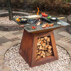 Barbecue de camping en acier Corten, grand barbecue au charbon de bois - Product Image 5