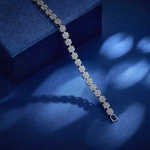 Stylish Unisex Floral Tennis <b>Bracelet</b> 5A <b>Cubic</b> <b>Zirconia</b> Fashionable Copper Link Fine Silver <b>Bracelet</b> Link - Product Image 3