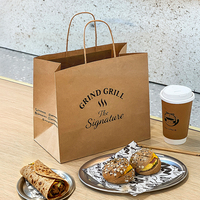 Sacs en papier kraft brun biodégradables, recyclables, écologiques et jetables personnalisés pour l'emballage de kebab, de hamburgers et de grillades