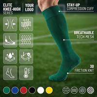 Chaussettes de football professionnelles à compression pour hommes, avec coussinets en tissu éponge, anti-ampoules, logo personnalisé, chaussettes antidérapantes pour le football