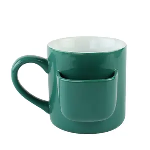 Wholesale Mugs Pocket Design Ceramic Cups Custom Logo Coffee Milk Mug Breakfast Cup Manufacturing Supplier