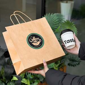 Sacs en papier kraft personnalisables pour café et thé au lait, avec poignée torsadée, biodégradables, recyclables et écologiques, vente en gros sur mesure - Product Image 2