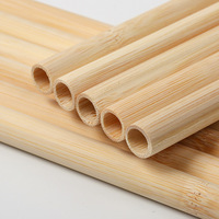 Pailles à boire jetables écologiques personnalisées de 6mm en bambou naturel emballage individuel forme droite barres de papier boissons