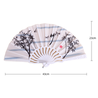 Éventail portable en plastique 23 cm, pliable, accessoire de danse, imitation bambou antique, motif végétal, accessoire de spectacle scénique