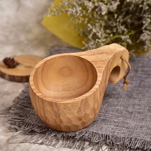 Деревянная кружка с 2 ручками ручной работы, деревянная чашка Kuksa, Резиновая деревянная чашка для питья для кофе, чая, молока, рюкзак для кемпинга, Bushcraft - Product Image 2