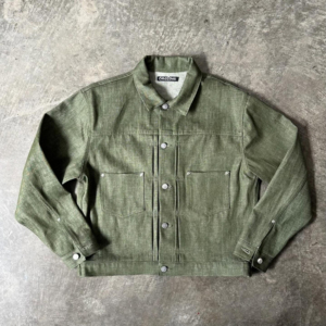 Style Personnalisé Rétro Vert Denim Brut <span class=keywords><strong>Jean</strong></span> Homme Denim Brut Ensembles Vestes En Denim Jeans - Product Image 3