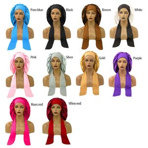 Bonnets en satin de soie personnalisés avec logo, bonnets de douche surdimensionnés pour femmes avec large bord et longue queue pour le soin des cheveux - Product Image 3