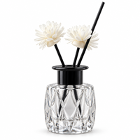 Flacon diffuseur de parfum cylindrique de luxe en verre transparent épais 50ml 100ml 150ml 200ml avec couvercle métallique, récipient vide pour la maison