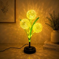 Lampe de table LED en forme de pissenlit, double couleur (chaude/colorée), veilleuse alimentée par USB/batterie pour la décoration de chambre
