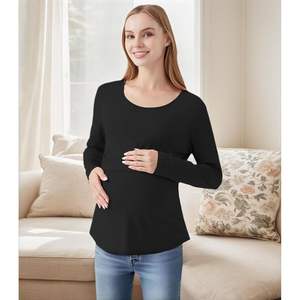 T-shirt de nuit en bambou pour femmes grandes tailles, t-shirt court de maternité avec soutien-gorge d'allaitement, vêtements de grossesse, vêtements de nuit en modal - Product Image 4