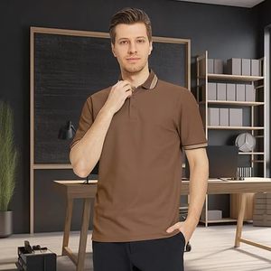 Polos de Piqué para hombre, manga larga, mezcla de algodón, con punta, informal, cuello, polo, ajuste clásico de negocios - Product Image 4