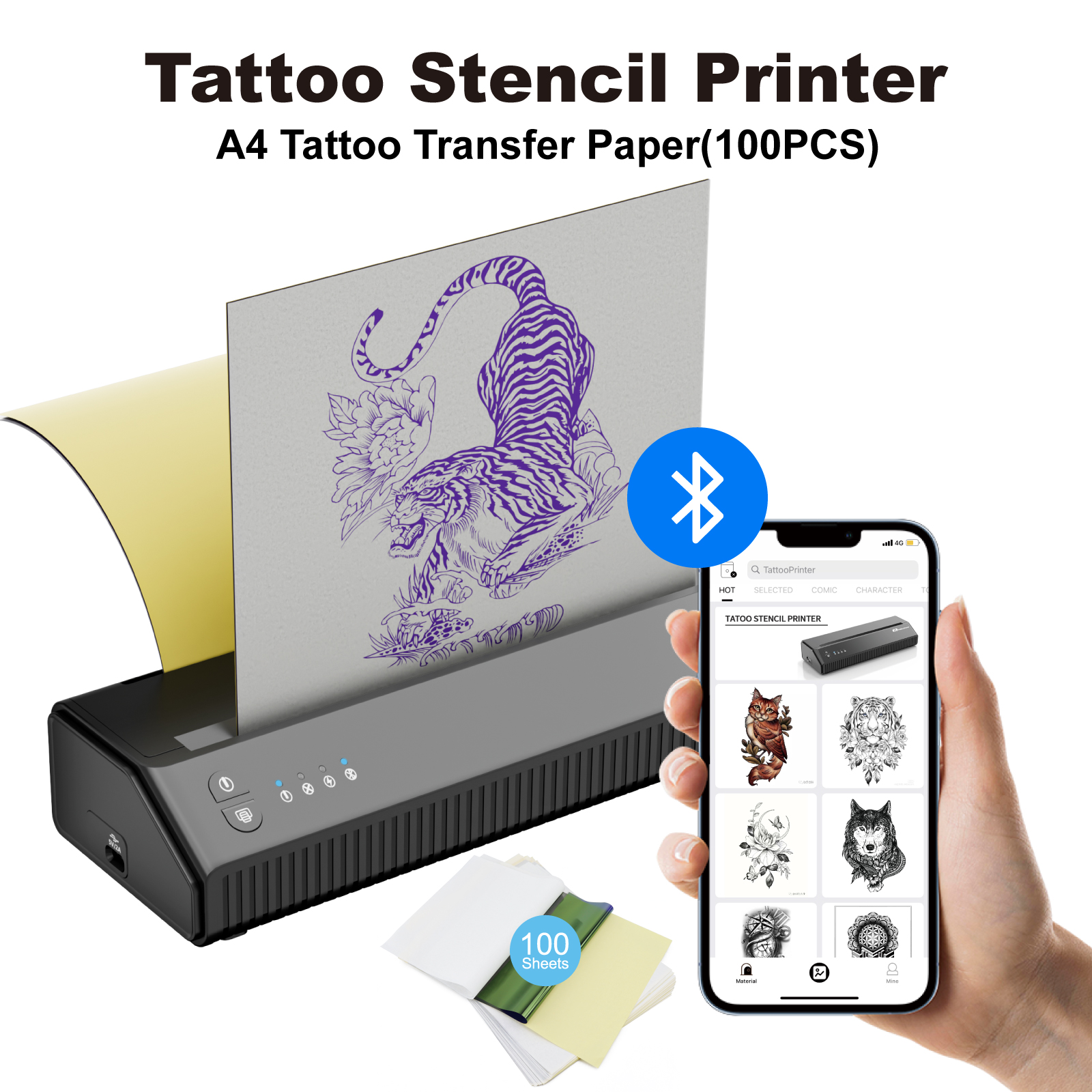 その他 Ambition MHT-P8008 Tattoo printer MHT-P8008 Bluetooth Tattoo Stencil Printer | High Precision