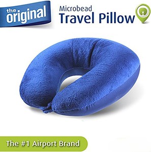 Oreiller de voyage pour <span class=keywords><strong>avion</strong></span> à microbilles double face bleu, super doux et confortable, en peluche et spandex rafraîchissant, avec soutien cervical personnalisable - Product Image 3
