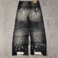 EDGE DENIM fabricant personnalisé éclaboussures de peinture Vintage Designer japonais lisière Denim Baggy Jeans hommes sale lavé