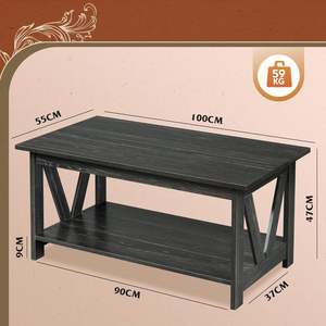 WLIVE Modern Foldable Birch <strong>Coffee</strong> <strong>Table</strong> 100cm 2-Tier Open <strong>Storage</strong> M-Shaped Reinforcement for Small <strong>UK</strong> Living Spaces Charcoal - Product Image 3