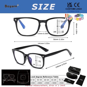 Lunettes de lecture multifocales Boyarn, verres progressifs bloquant la lumière bleue, monture carrée unisexe, nouveau design blanc pour hommes - Product Image 2