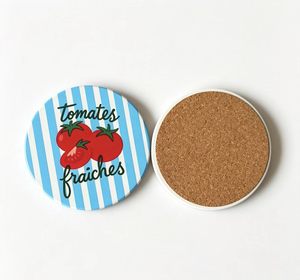 Sous-verres ronds modernes en céramique écologiques imprimés par sublimation, porte-boissons en liège, design personnalisé, <span class=keywords><strong>pas</strong></span> <span class=keywords><strong>cher</strong></span> - Product Image 6