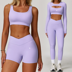 Ensemble de vêtements de sport pour femmes avec logo personnalisé, 5 pièces, vêtements de sport de haute qualité, tenue de yoga, vêtements de fitness pour femmes - Product Image 4